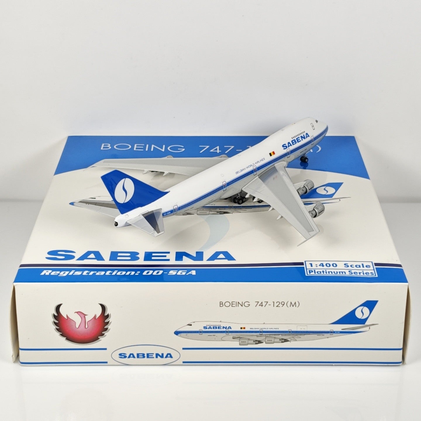 1:400 Phoenix Sabena Boeing 747-100 OO-SGA Airplane Diecast Aircraft Plane Model