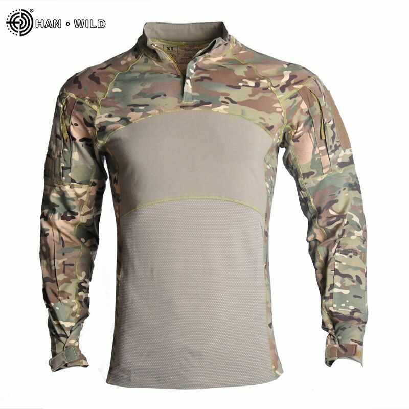 T-Shirt AND Pants Set Camouflage Suit Hiking Trousers Non Slip Silicone Elbow XL