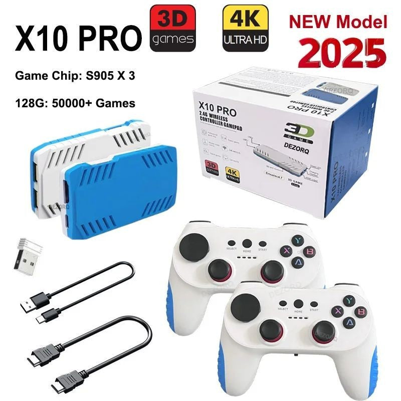 Retro X10 PRO 128GB Game Stick 4K HD TV Console 40+ Simulators Dual Controllers