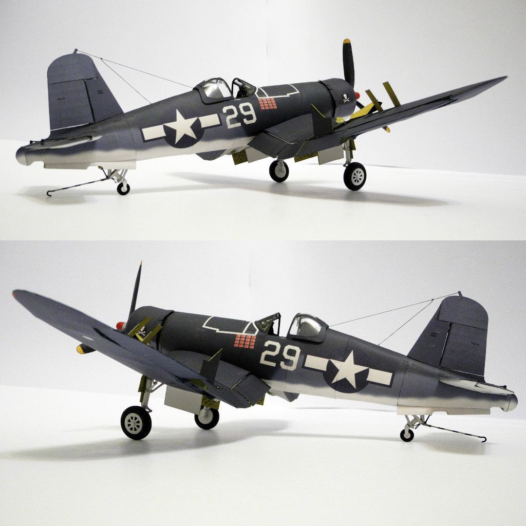3D 1/33 US F4U-1A Pirate Ship-Borne Fighter Paper Military Model DIY Unassembled