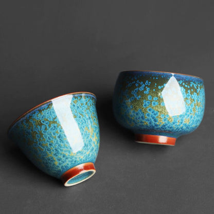 Novelty Ceramic Tea Cup Blue Ceramic Kung Fu Tea Cup
