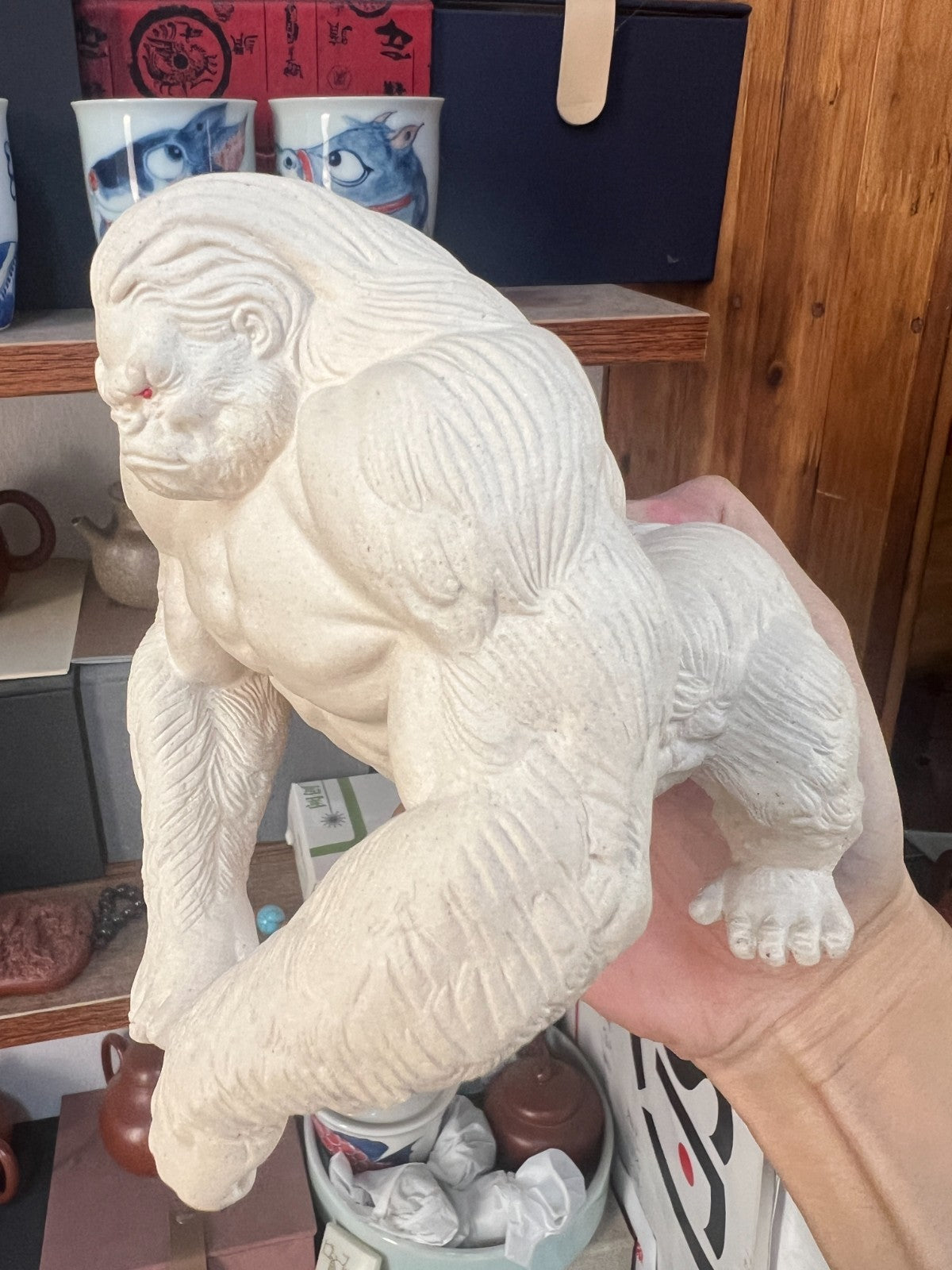 yixing accessories zisha tea pet King Kong decoration white Duan Clay gorilla