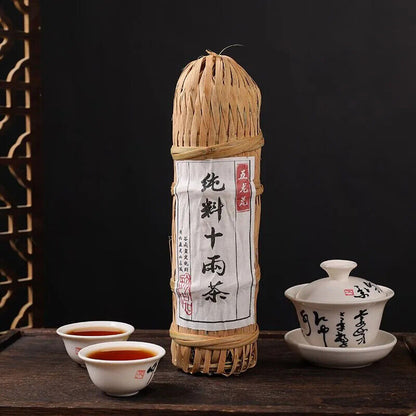 Anhua Dark Tea Black Shi Liang Ten Tael Hua Juan Hei Cha Bamboo Packed 362.5g