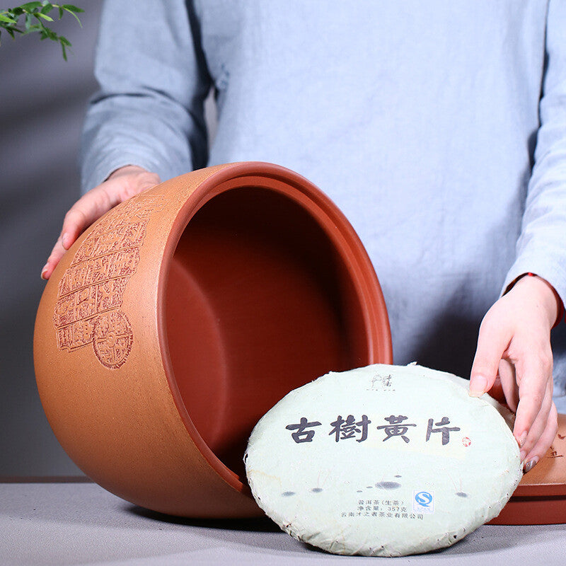 Traditional Handmade Tea Canister Real Yixing Zisha Jiangpo Clay Marked Jar Lid