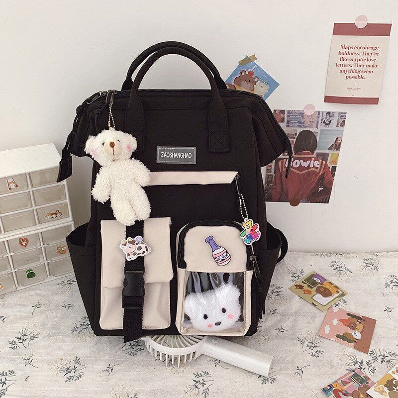 Purple Backpack Waterproof 38*26*18 CM Bags Cute Traveling Rucksack Nylon Pocket