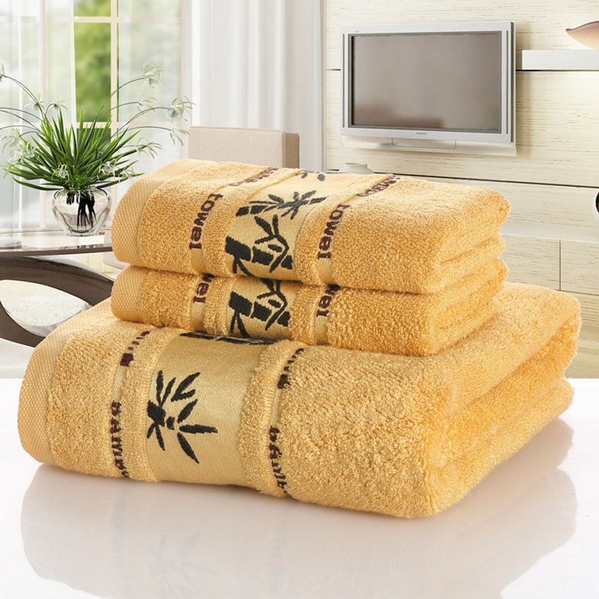Towels Sets Bamboo Fiber Homes Bath Adults Face Thick Absorbent Luxury Bathroom