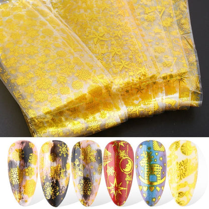 Nail Art 10Pcs Matte Metallic Foils Gold Silver Mirror Starry Paper Gel Stickers