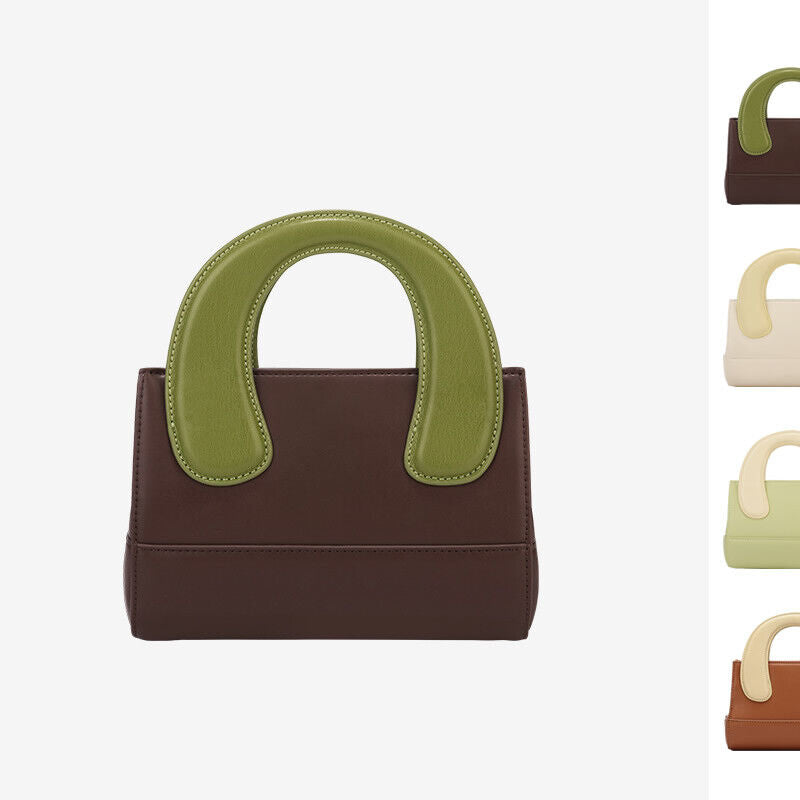Small Mini Oversized Handles Leather Tote Clutch Box Handbag Purse Shoulder Bag