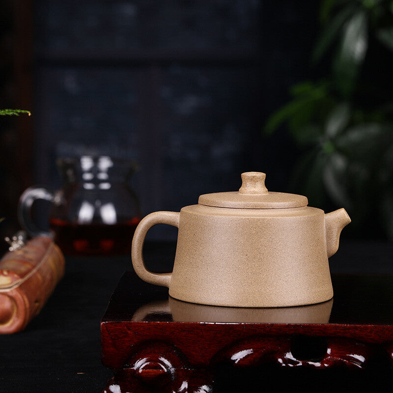 4.9" Collect Chinese Yixing Zisha Pottery Green Ash Mud 245ML Flower Bird Teapot