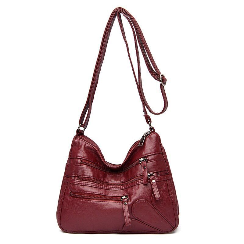 Women Shoulder Bag Leather Messenger Bag Flower Patchwork Leather Purse Handbag