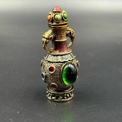 Archaizing Copper Snuff Bottle Tibetan Style Handicraft Home Decoration Ornament