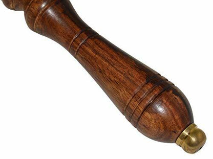Large School Bell, Polished Brass Metal Handbell, Gold Color with Wooden Handle
