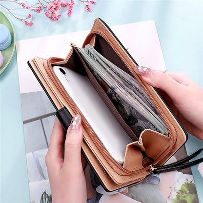 Fashion Long Wallets Synthetic Leather Zipper Coin Purse Hasp Clutch Bags Large
