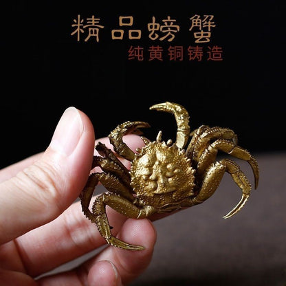 Pure Brass Crab Ornament Chinese Retro Fortune Tea Pet Copper Craft Gift