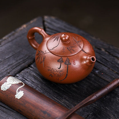 China Yixing Zisha Dicaoqing Clay Marked Tea Pot Original Ore Handmade Pot 8.8oz
