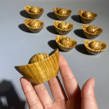 1pc Golden Phoebe Yuanbao Hand Piece 6cm Full Water Wave Grain