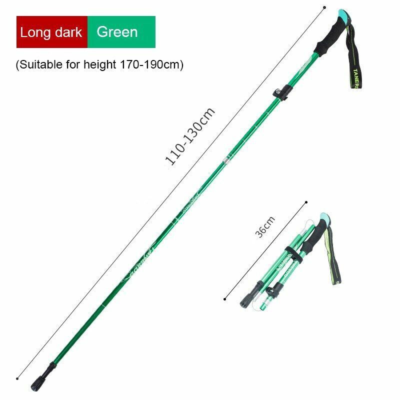 Folding Trekking Pole Portable Walking Stick Outdoor Climbing Hiking Adult Blue