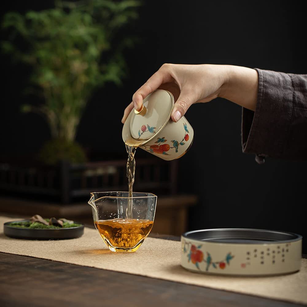 180ml Ceramic Persimmon Pattern Gaiwan Kung Fu Tea Set Tureen Bowl Tea Ceremony