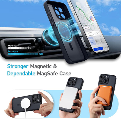 Magnetic for Iphone 16 Pro Max Case Black - Full Camera Protection Shockproof Ph