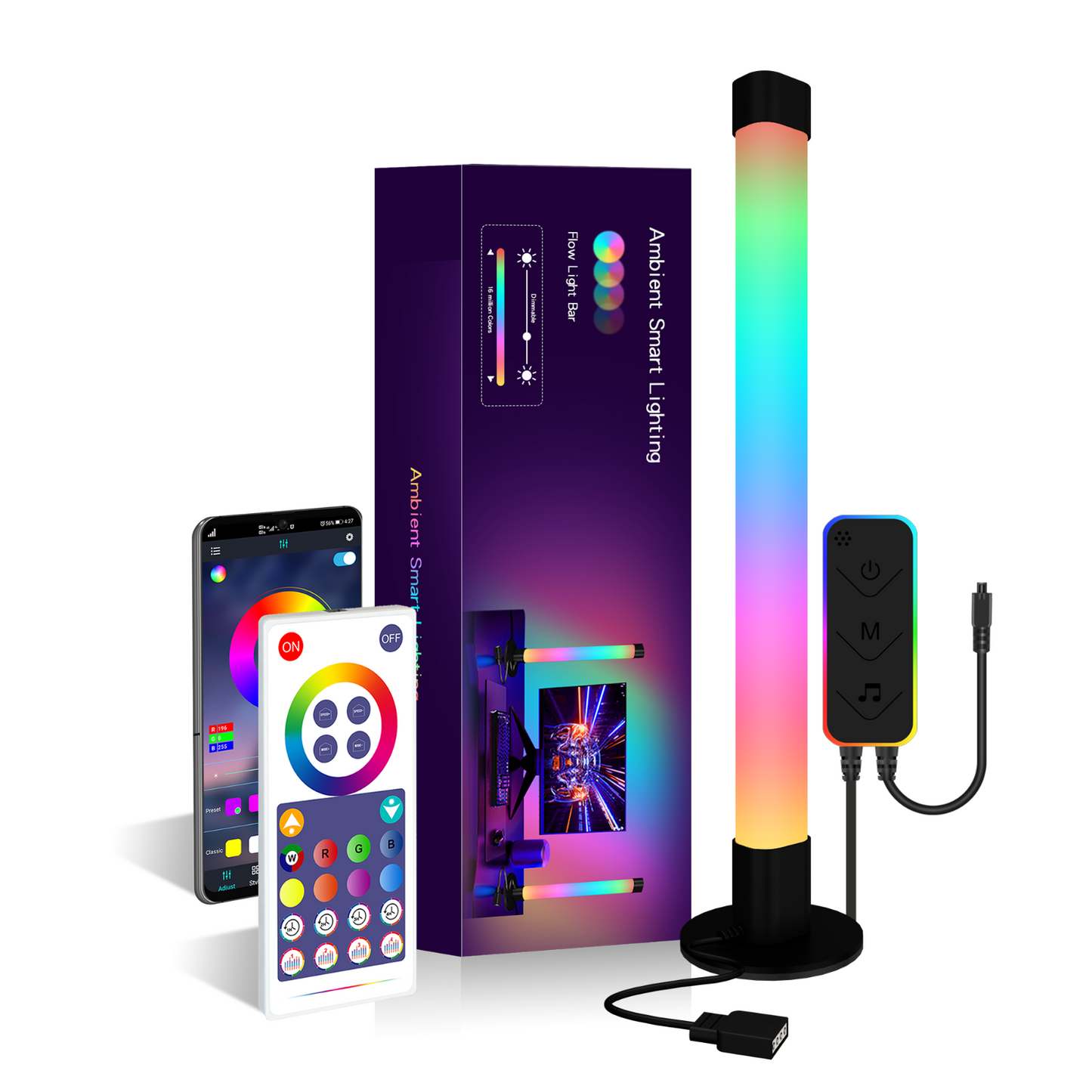 2PCS LED Voice-Activated Lights Wireless USB Pickup Music Sound Control Colorful