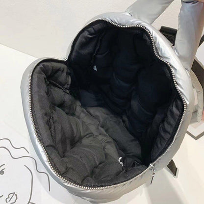 Backpack Fashion Feather Down Shoulder Bags Large Capacity School Bag 30*12*33CM