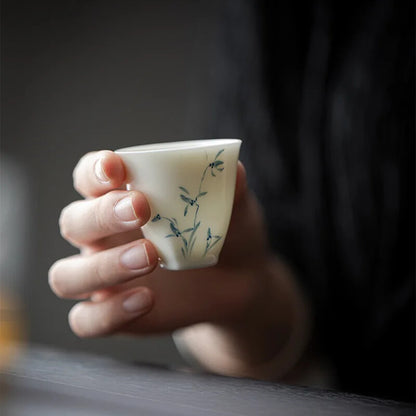 Jade Clay Orchid Single Cup Chinese Style Kungfu Tea Cup Hand-painted Tea Cup