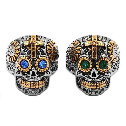 Men Skeleton Big Ring Stainless Steel Skull Rings Punk Biker Finger Jewelry 1Pc