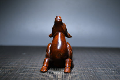 Chinese Antique Boxwood Wood Carving Exquisite Deer Statue Collection Nice Art