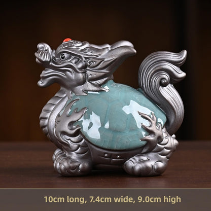 Dragon Turtle Crackle Glaze Purple Sands Tea Pet 10cm 4in Tea Ceremony Tea Play