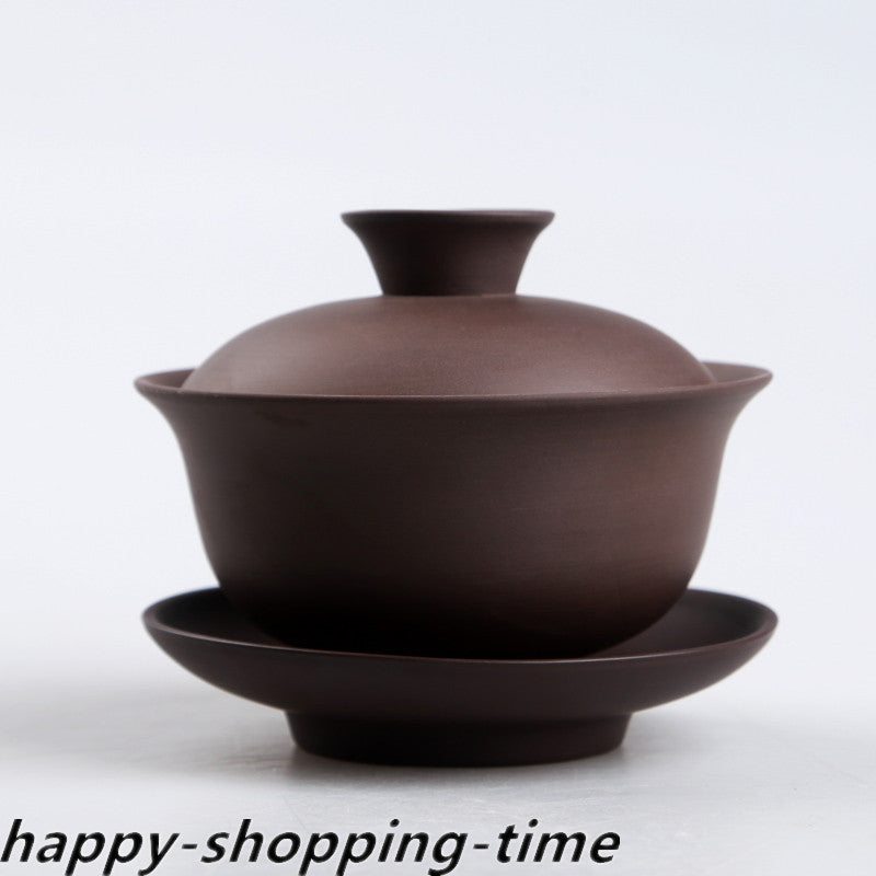 Chinese yixing zisha gaiwan purple grit tureen with cup saucer lid 120ml China