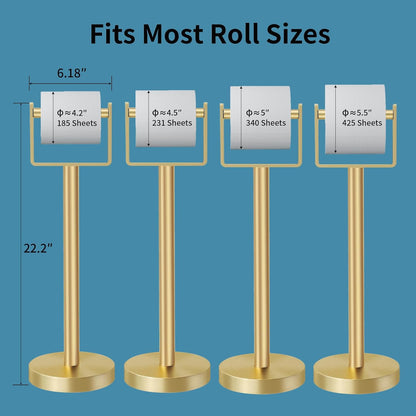Toilet Paper Holder Free Standing, Stainless Steel Toilet Paper Stand, Weighted