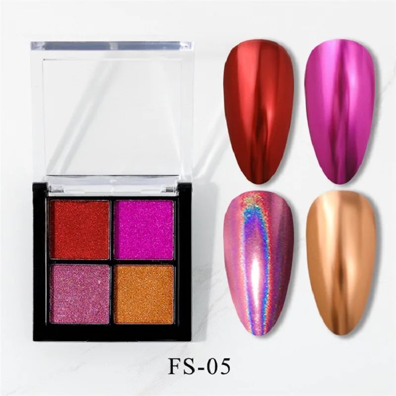 Nail Art Glitters 6 Colors Powder Metallic Laser Holographic Pigment Dust Polish