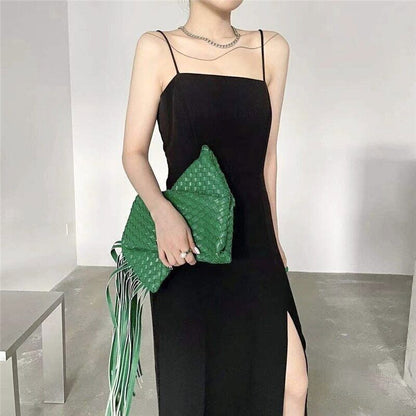 Tassel Clucth Bags Women Leather Woven Lady Handbags Bag Large Party Female