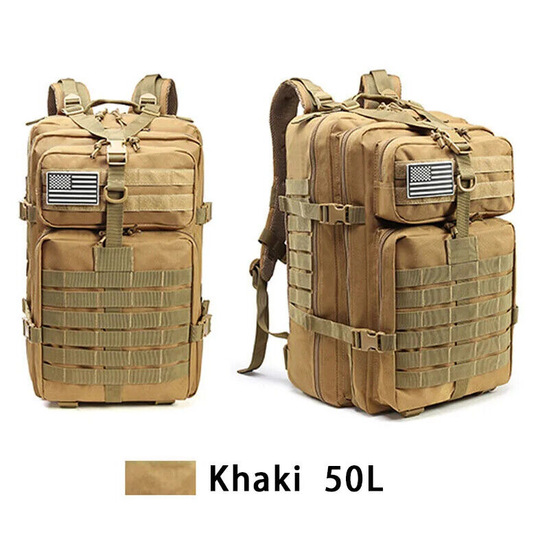 Men's Tactical Backpack 50L Outdoor Bug Rucksack Hiking Camping Hunting Bag