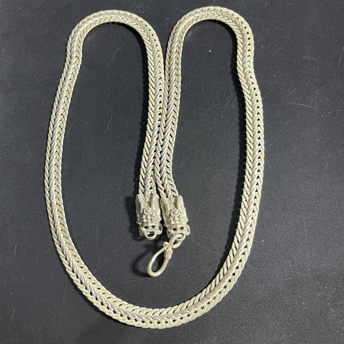 Vintage Miao Silver Pixiu Necklace 60cm Men's Chain