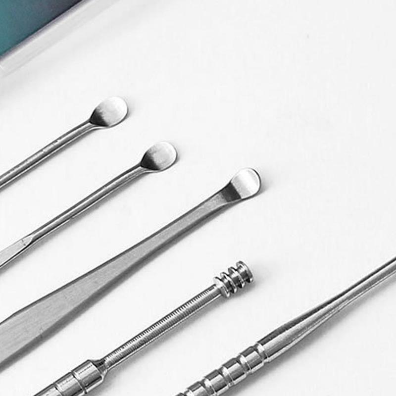 Ear Care Removal Tools 5Pcs Stainless Steel Portable Spiral Ear Cure Cleaner Kit