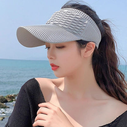 Women Visor Caps UV Summer Empty Top Hat Hollow Out Breathable Baseball Sunshade