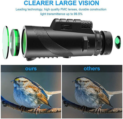 40x60 Monocular Telescope Spotting Scope Portable Binoculars BAK4 Waterproof