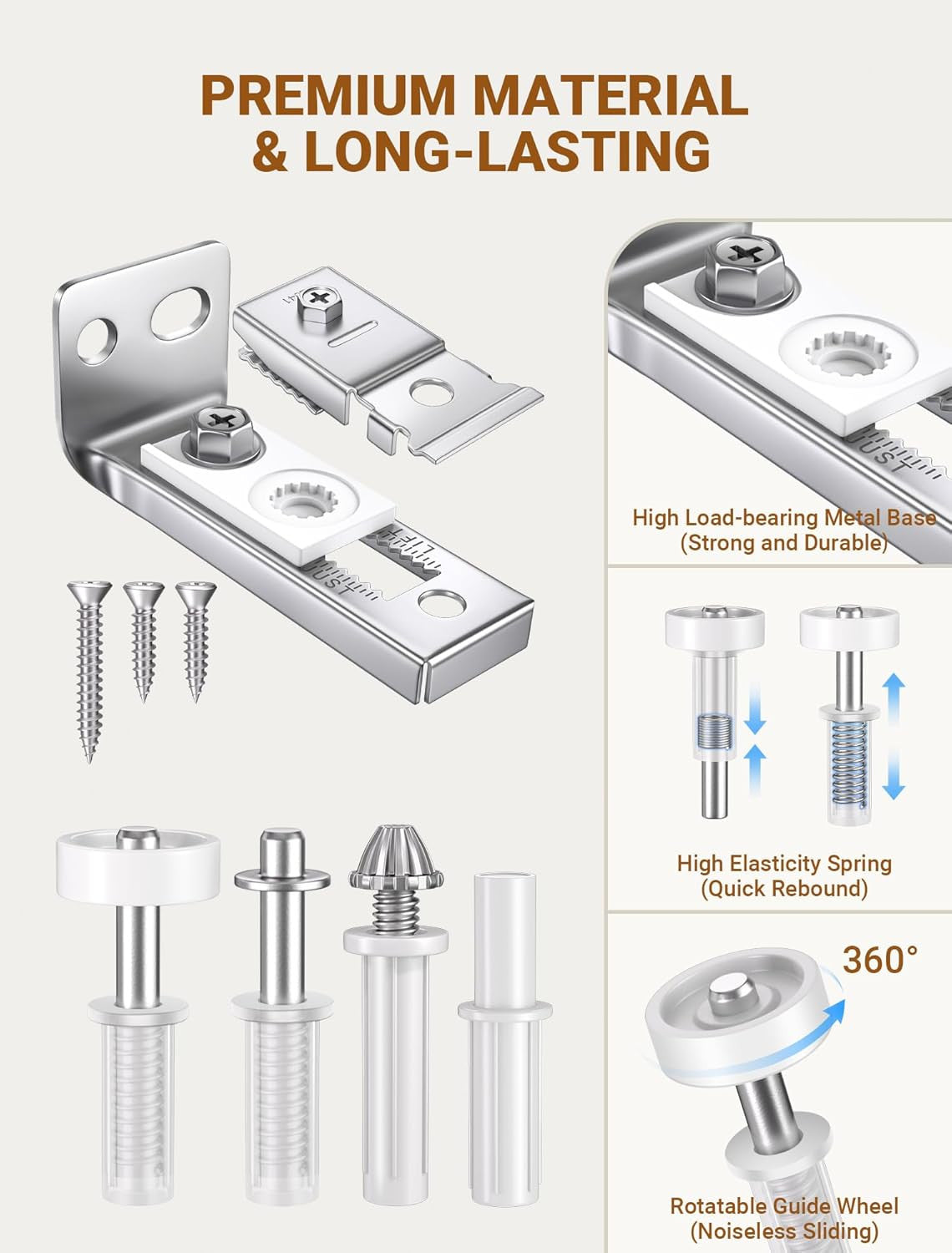 Bifold Door Hardware Repair Kit, 2 Set Bi-Fold Sliding Closet Doors Replacement