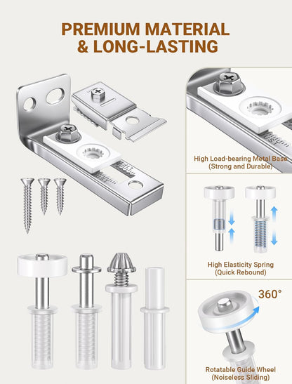 Bifold Door Hardware Repair Kit, 2 Set Bi-Fold Sliding Closet Doors Replacement