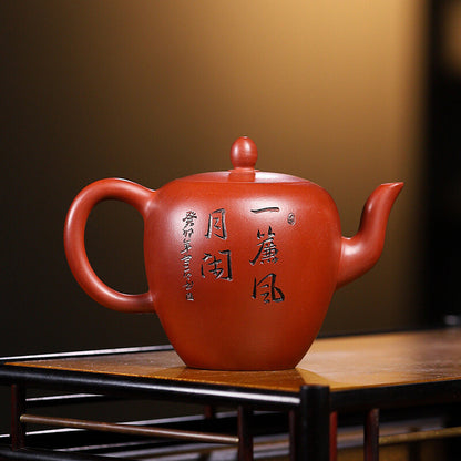 Beauty Shoulder Tea Pot Marked Real Yixing Zisha Dahongpao Clay Hand Carved Pots