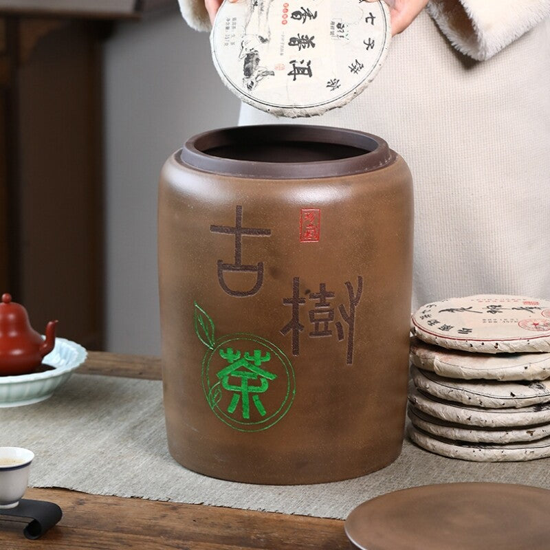 Big Jar With Lid Handmade Tea Canister Can Save 14 Pu'er Tea Cake Zisha Sealed