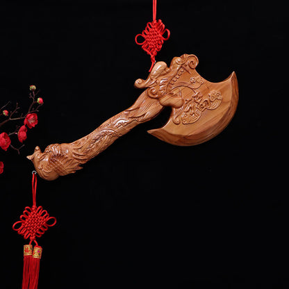 28cm Chinese Traditions Culture Peach Wood Axe Blessing Exorcise Evil Ornaments