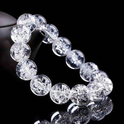 14mm Natural Himalaya Rock Crystal Women White Quartz Round Beads Bracelet