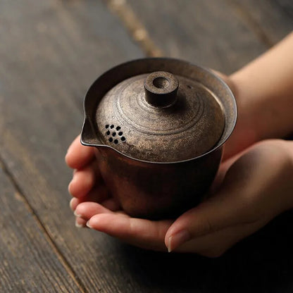 Ceramic Tea Bowl Sancai Cover Bowl Teacup Tea Maker Stoneware Hand Grab Pot