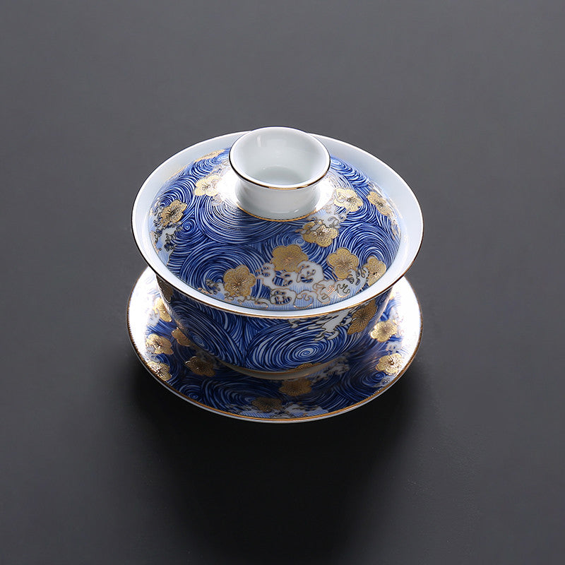 Enamel Gaiwan Porcelain Cup Bowl Ceramic Tureen Chinese Tea Bowl With Lid Saucer
