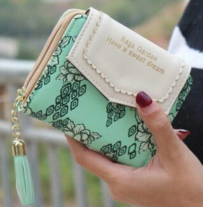 Lady Mini Handbag Leather Coin Purse Women Wallet Card Clamps Cash Clip Billfold