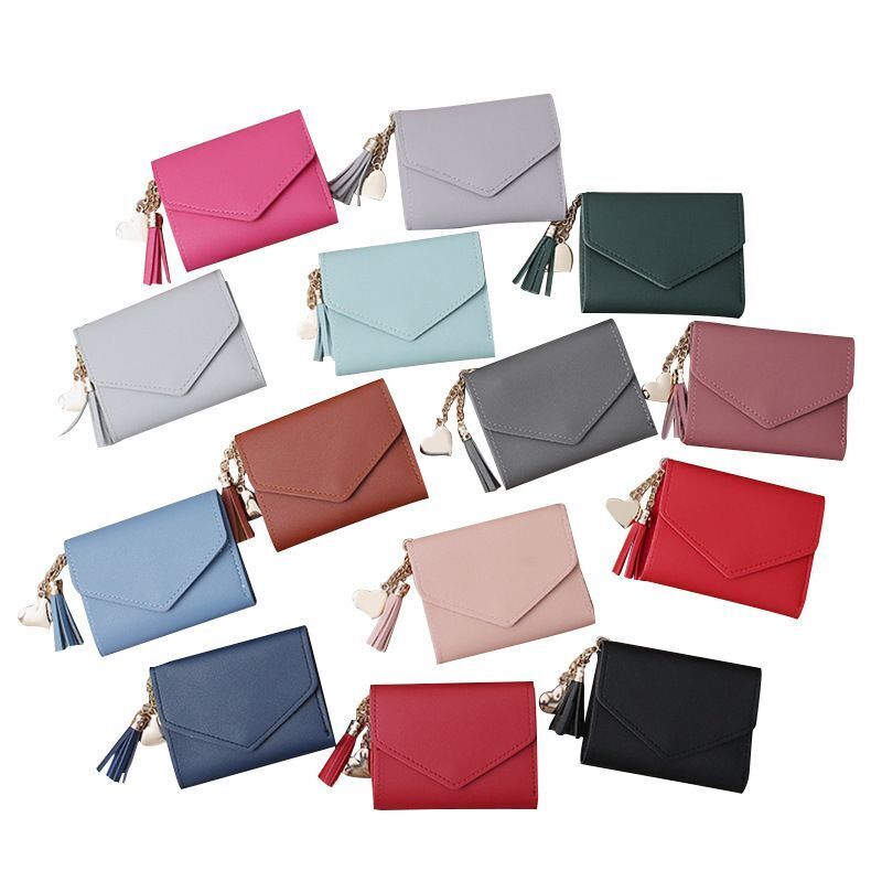 Fringed Wallet Synthetic Leather Three Fold Purse Card Purse Change Bags Pouches