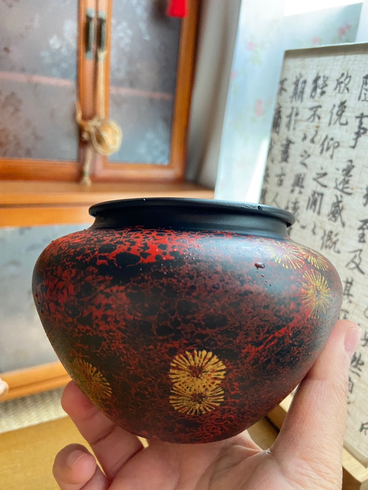 Vintage Lacquer Iron Tea Wash Small Tea Residue Jar Kung Fu Tea Set Accessory