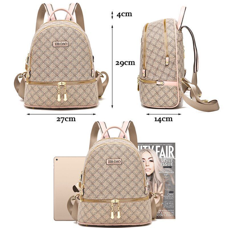 Backpack Printing Leather Back Pack Bags Softback Travel Bags 20 L Red Pink Pink